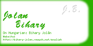 jolan bihary business card